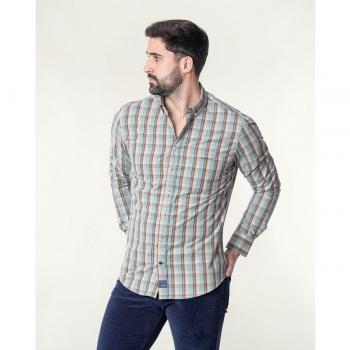 Camisa Spagnolo popelín cuadros bolsillo multicolor para hombre