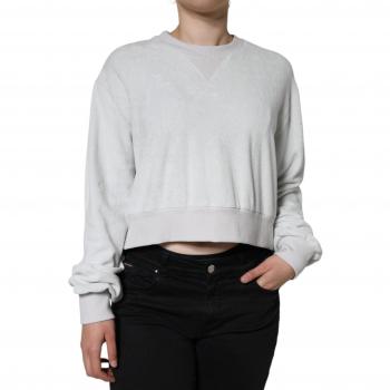 White Nylon Stretch Crew Neck Sweater - Size XS