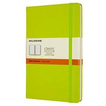 Moleskine - Cuaderno Clásico con Hojas de Rayas, Tapa Dura y Cierre con Goma Elástica, Tamaño Grande 13 x 21 cm, Color Verde Limón, 240 Páginas
