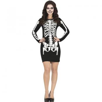 Disfraz de Esqueleto Vestido Corto para Mujer