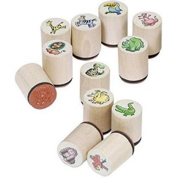 Sellos de Madera Animales Salvajes - Set de 12 Tampones Encreadores para Manualidades Goki