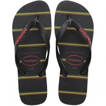 Havaianas Hombre Top rayas logotipo de las chancletas, Negro, 47/48 EU