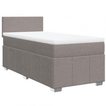 Cama box spring con colchón tela gris taupe 100x200 cm