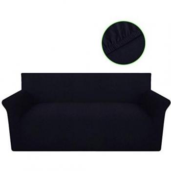 vidaXL Funda Modelo elástica Material algodón para el sofá de Color Negra Reutilizable