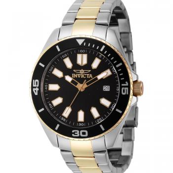 Invicta Pro Diver 46319 Men's Quartz Watch - Silver Grey Two-Tone Stainless Steel with Black Dial