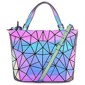 Hotone geométrico luminoso Monederos y bolsos Shard Entramado Eco-friendly piel Rainbow holográfico bolso de mano