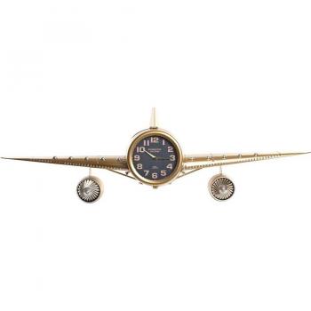 Reloj de Pared Avión Negro Dorado Hierro DKD Home Decor