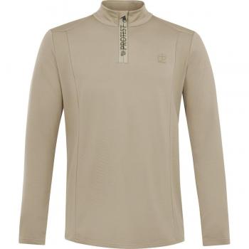 Camiseta de Manga Larga con Media Cremallera para Hombre Protest Rewill en Beige Bambú