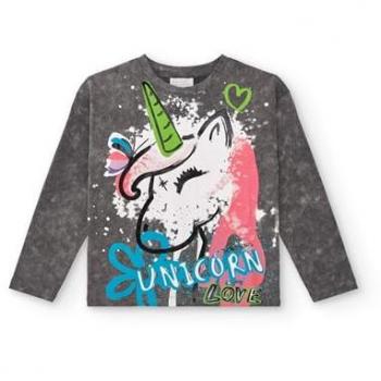 Camiseta Gris para Niña con Estampado de Unicornio - Colección Crazy Feelings (Talla 14 años)