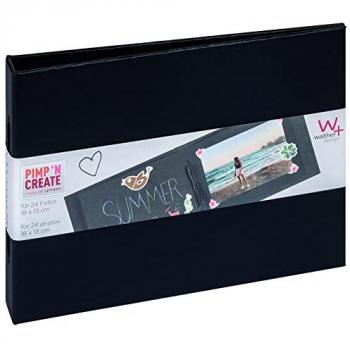 Álbum de fotos personalizable en lote de 2, para 24 fotos de 10x15 cm o 13x18 cm, encuadernación de cordón, color negro