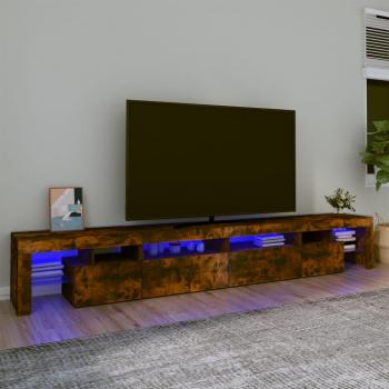 Soporte para TV con luces LED color roble ahumado 260x36,5x40 cm