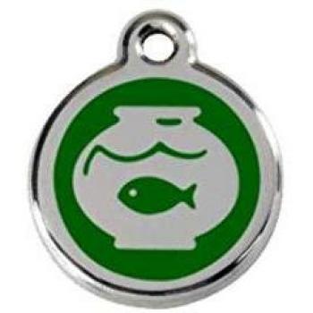 Placa para Gato Fish Bowl Verde de Acero Inoxidable Pequeña - Diámetro 2 cm