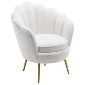 Sillón Concha de Tela Boucle Blanca LALEA