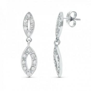Pendientes de oro blanco 18k con circonitas ovaladas de presión