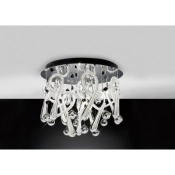 Plafón empotrado redondo de 10 luces G4 cromo pulido/vidrio blanco/cristal, no compatible con LED/CFL