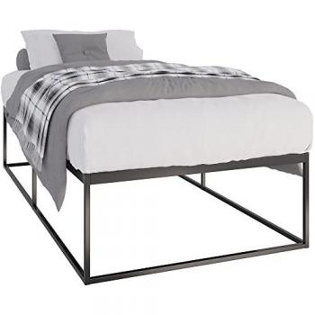 Cama de metal Scala Negra 200x100x46 cm con somier de listones y capacidad de carga de 320 Kg