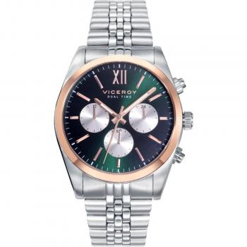 Reloj Viceroy Chic para Hombre 42423-63 Acero Bicolor Multifunción con Esfera Verde y Bisel Dorado