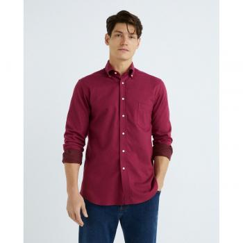 Camisa de hombre casual lisa de franela manga larga Mirto