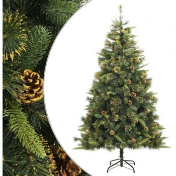 vidaXL Artificial Hinged Christmas Tree with Cones 210 cm