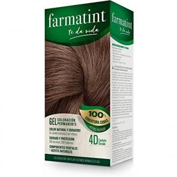 Farmatint Classic 4D Castaño Dorado 135ml - Gel coloración permanente, tono #4D (Castaño Dorado), fórmula sin amoníaco, enriquecida con extractos naturales, cobertura de canas