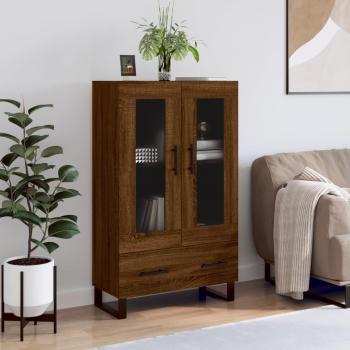 Aparador alto de madera de ingeniería 69,5x31x115 cm en color roble marrón, mueble de almacenaje para salón, buffet y armario auxiliar
