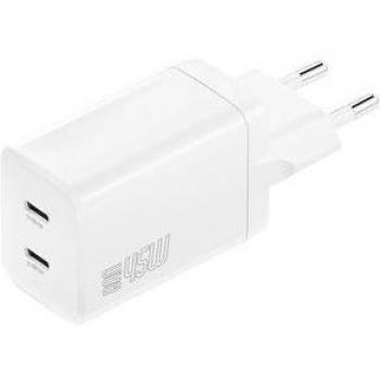 Cargador USB PDPlug Dual 45W GaN con 2 puertos USB-C, Blanco