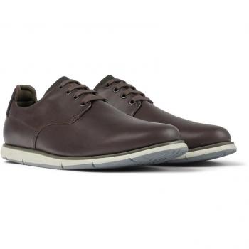 CAMPER Smith Lace-up Shoes for Men - Brown, Size 39, Smooth Leather/Cotton Fabric