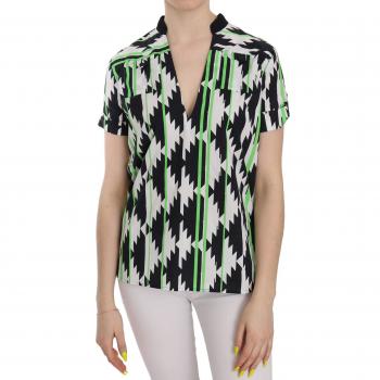 Costume National C’N’C Multi Color Plunging Top Blouse - IT40|S, Female, Multicolor, Size: L
