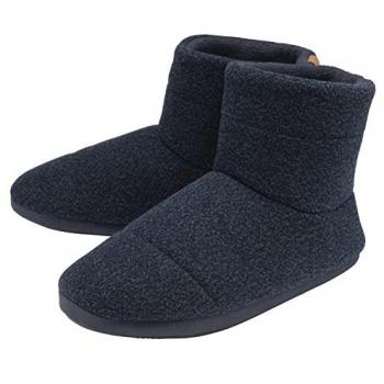 Dunlop Men's Memory Foam Indoor Boot Slippers with Hard Sole - Navy