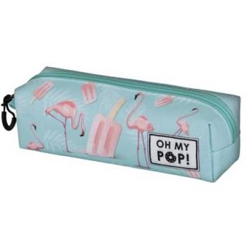 Estuche Portatodo Cuadrado Fan 2.2 Ice Flamingo Oh My Pop! Karactermania - Tamaño 22x9cm - Cierre con Cremallera - Color Turquesa