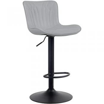 Taburete de Bar Linus Regulable y Giratorio en Simil Cuero Gris con Base Metálica
