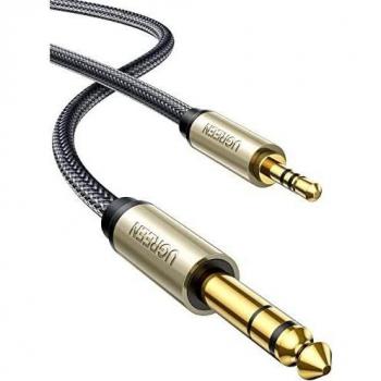 UGREEN Cable Jack 3.5mm a 6.35mm Macho a Macho, Cable Nylon Trenzado Audio Estéreo HiFi, Cable de Instrumento para Guitarra, Mezclador, Amplificador, Altavoces, Dispositivos de Cine en Casa, 1 Metros