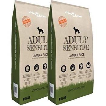 vidaXL 2x15kg Sacos de Comida Seca para Perros Lamb&Rice 30kg Pienso Mascotas