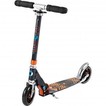 Patinete Micro Speed+ Negro/Naranja con diseño azteca y plegable para niños y adolescentes