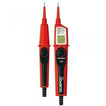 Comprobador de tensión y continuidad digital DUSPOL 1-1000 V AC/1-1200 V DC CAT IV 600V/CAT III 1000 V TRUE RMS con pantalla LCD