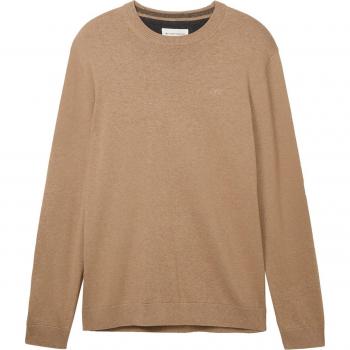 Jersey de hombre básico de cuello redondo en color beige Tom Tailor