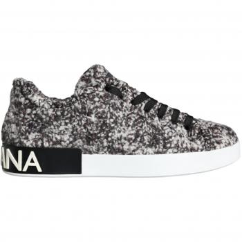 Dolce & Gabbana Black White Wool Low Top Men Sneakers Shoes - EU43/US10