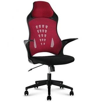 LANGRIA Silla Giratoria de Escritorio, con Tejida Transpirable, Silla Ejecutiva de Ordenador con con Inclinación Sincronizada con 3 Posiciones de Bloqueo, Capacidad de Carga: 140kg, Color Roja
