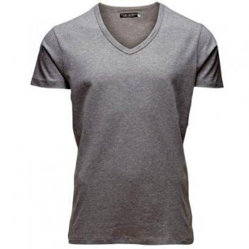 Jack & Jones Men's Light Grey Slim-Fit Basic V-Neck T-Shirt