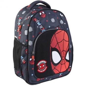 Mochila Escolar Spiderman 42cm con Bolsillo Frontal, Malla Lateral y Color Negro
