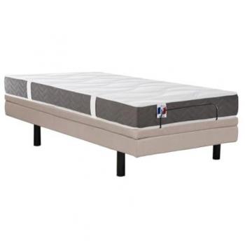 Cama eléctrica de relajación decorativa + colchón 100% látex 3 zonas - 90 x 200 cm - Tela - Beige - PANISOLA