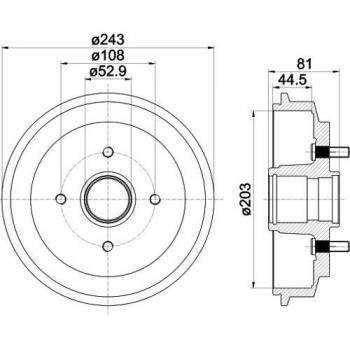 HELLA 8DT 355 300-601 Tambor de freno - 61267