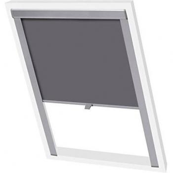 vidaXL Persiana Opaca Enrollable Romana Protección Visual Pared Techo Dormitorio Sombreado para Ventana Gris Tela y Marco Aluminio