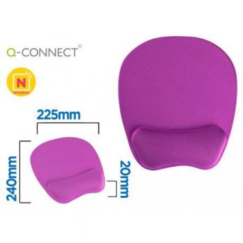 Alfombrilla para ratón Q-Connect con reposamuñecas ergonómica de gel color violeta 225x240x20 mm