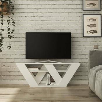 Mueble de Televisión Pegasus, Aparador Bajo para TV, Base de Pared Equipado, 110x30x40 cm, Color Blanco con Embalaje Reforzado