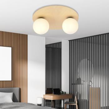 Plafón Kenzo EMIBIG LIGHTING, redondo, marrón/blanco, 2 luces, tipo E14