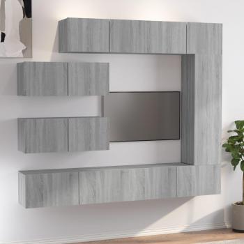 Set de muebles para TV 7 piezas gris Sonoma madera multicapa