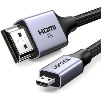 Cable Ugreen Micro HDMI a HDMI 2.1 8K 1m - Alta Velocidad, Audio y Video, Compatible con Raspberry Pi y Nikon