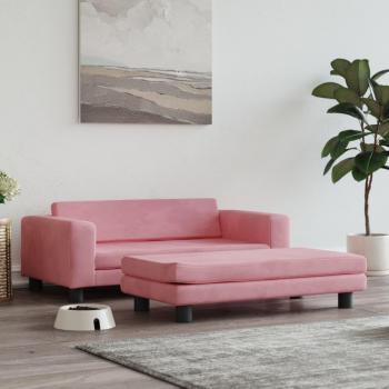 Cama para perros con extensión en terciopelo rosa 100x50x30 cm