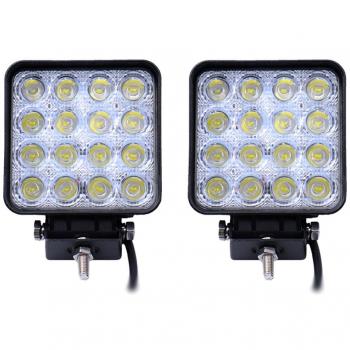 Pack de 2 Leetop 48W Offroads LED Spot Luz de Trabajo,Cuadrado,12V CC 24V,IP67,niebla día lámpara de conducción para Jeep coche y camión